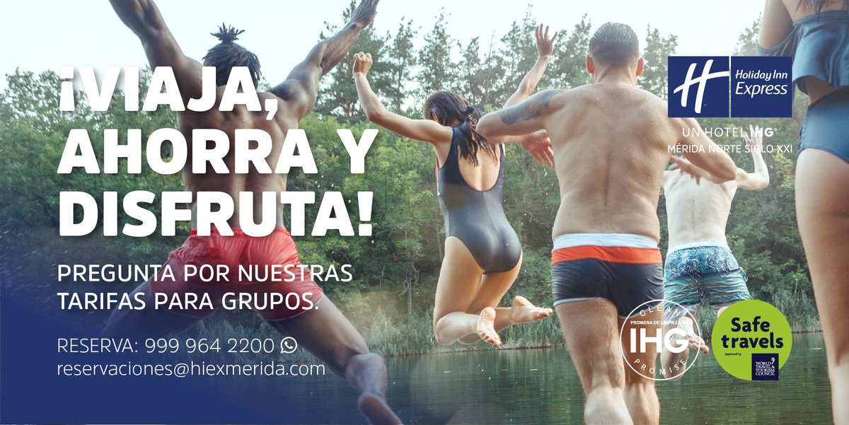 hiexmerida's tweet photo. Disfruta tu estadía y ahorra más con nuestra tarifa especial para grupos. 

Reserva ahora 👉 https://t.co/1SmHDpfyjP

Contáctanos: 999 964 2200
Nuestras promociones: https://t.co/yUAejPK1Q7

#SafeTravels #HolidayInnExpressMérida 
#HotelesIHG #Mérida #Yucatán #IHGWayOfClean #hotel https://t.co/EtGEZSItWC