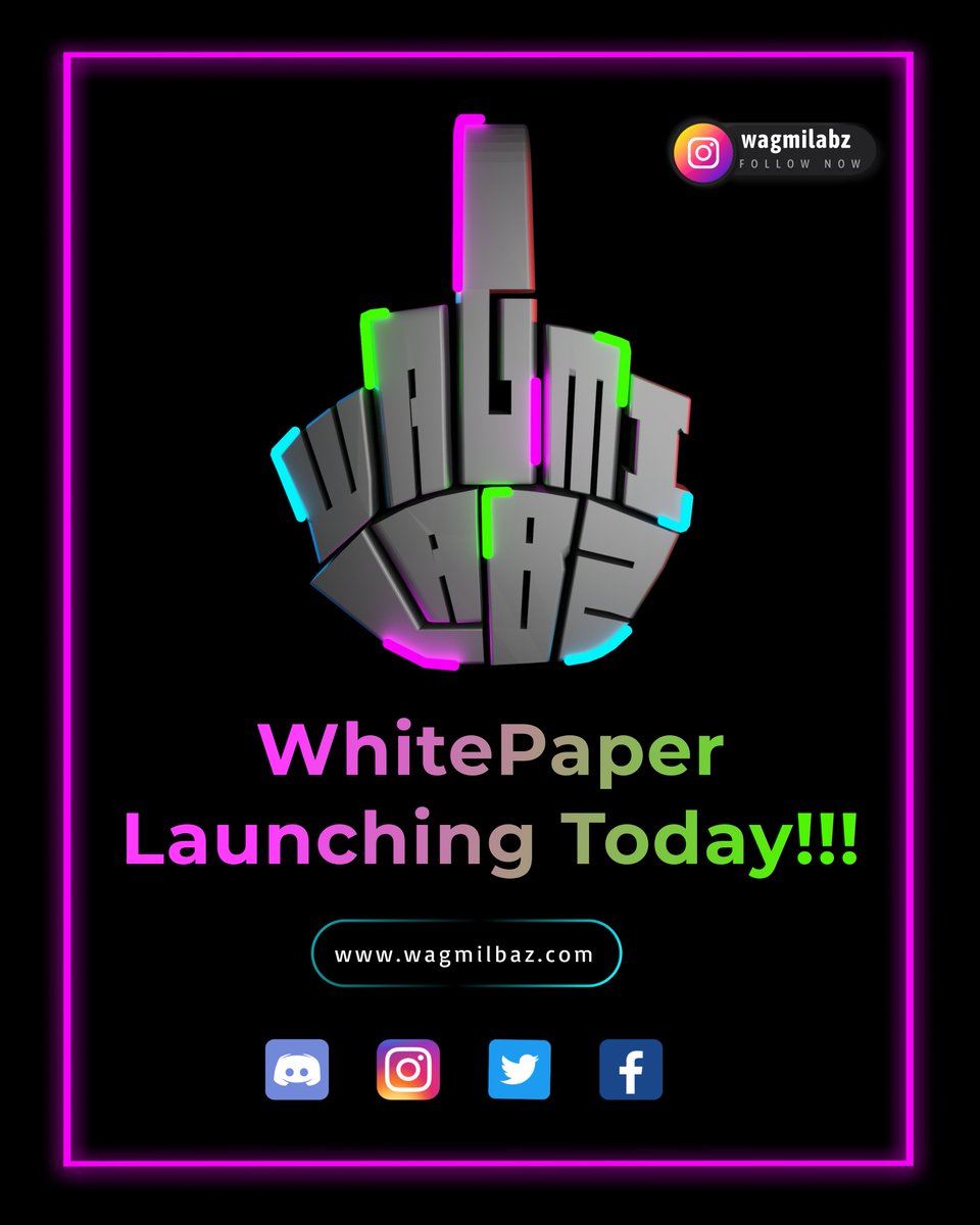 WagmiLabz's tweet photo. The wait is finally over. #wagmilabz launching our #whitepaper today. Join our #Discord for instant updates. Don't miss out. 🤘🤘
Discord: https://t.co/BikCvkgHMZ https://t.co/dMKplAR4Vf