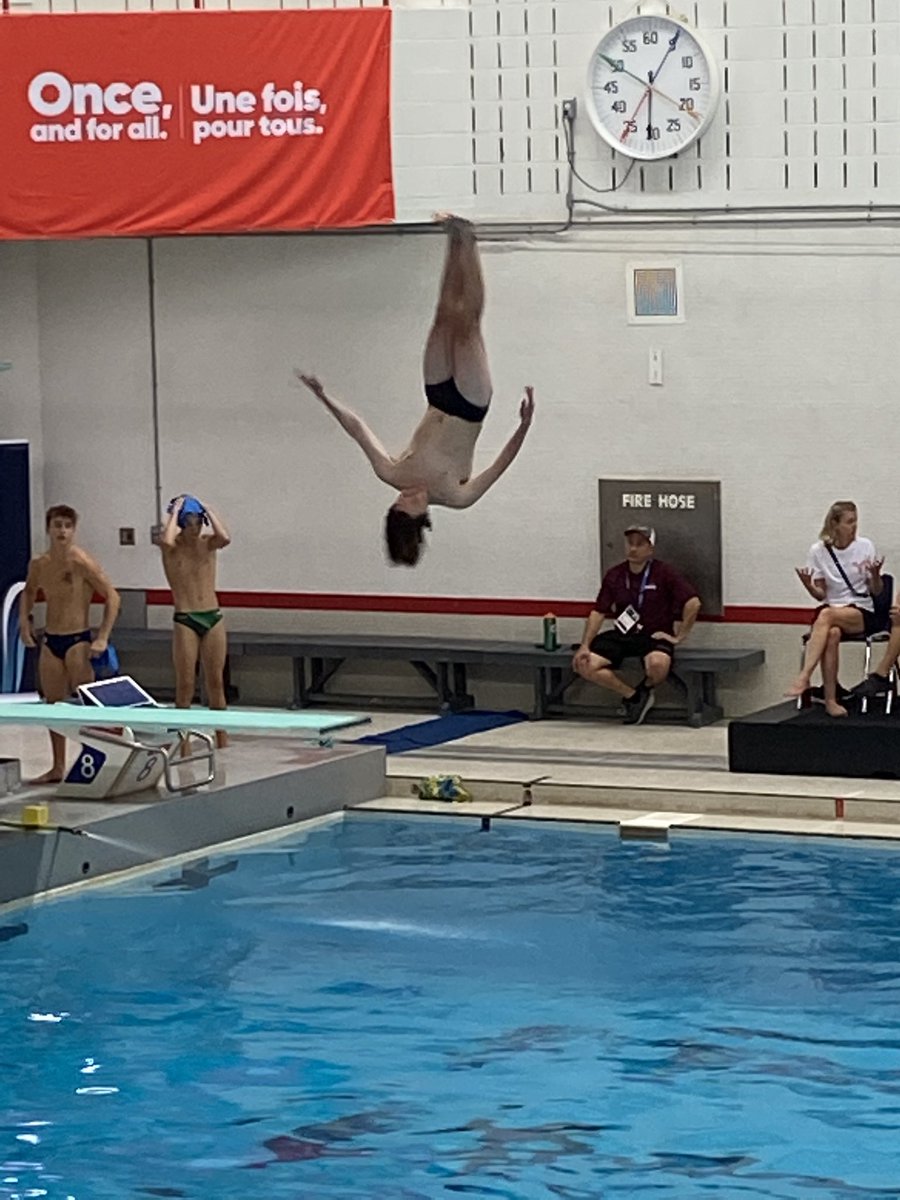 Merrick Noel on the board at the Brock Aquatic Centre , warming up. Way to Merrick. <a href="/teamnl/">TeamNL</a>