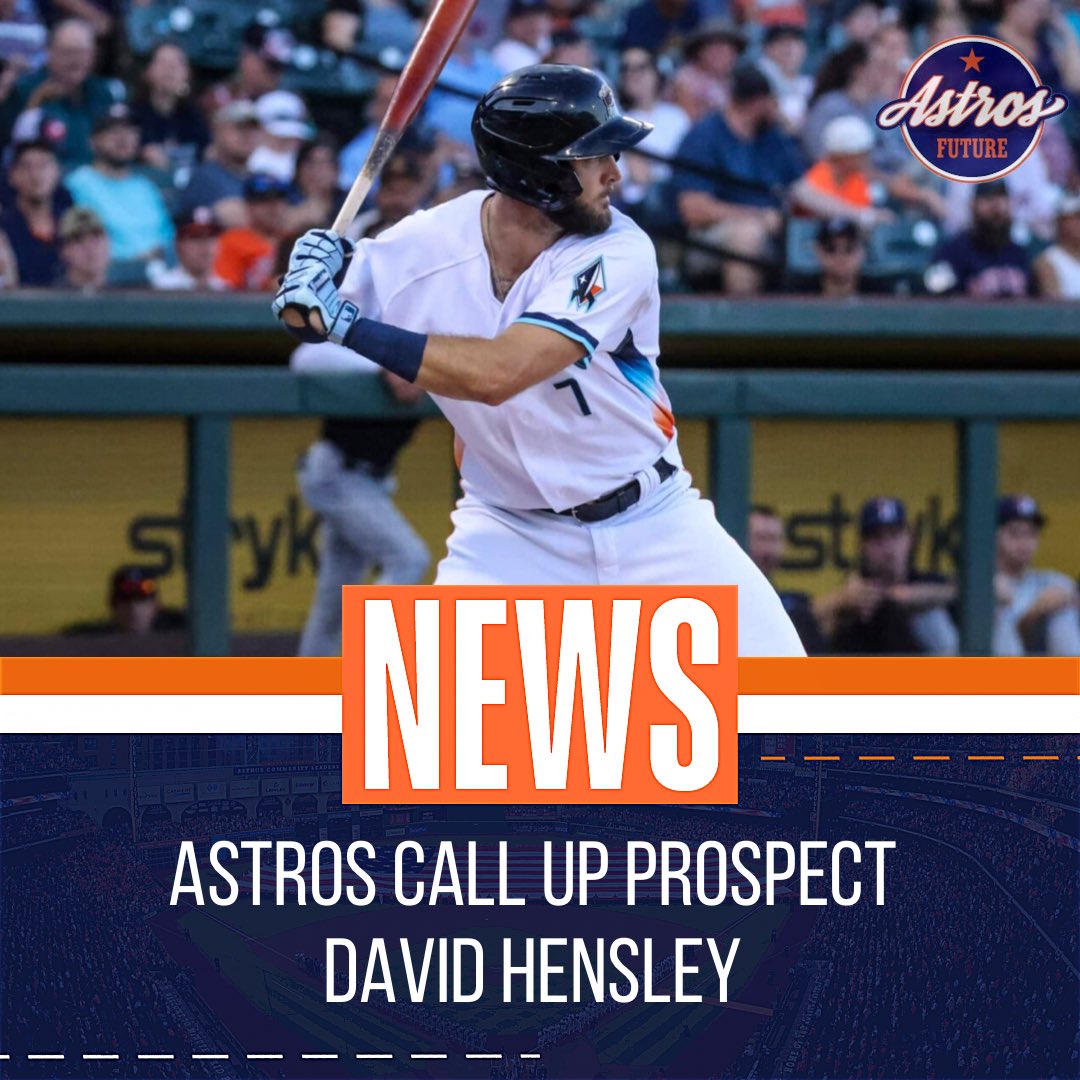 AstrosFuture's tweet photo. #Astros have called up prospect David Hensley. The utility player, who has played all over the infield, is slashing .298/.420/.478 with 30 2B, 10 HR, 20 SB this season in Triple-A. #LevelUp https://t.co/qqXK8iaSc7