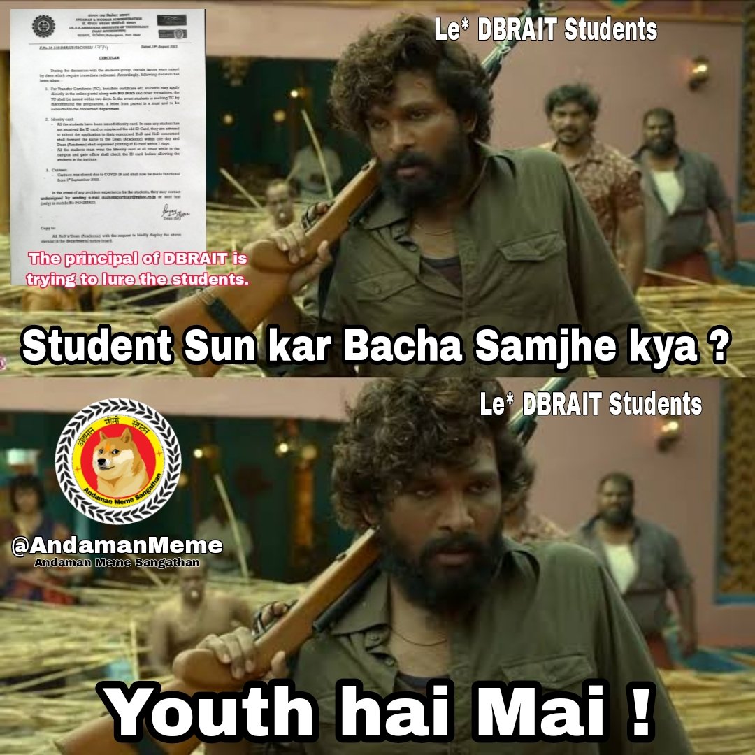 AndamanMeme's tweet photo. Students Chocolate Nahi Khate.. 😏😏

Follow @AndamanMeme
for more such memes 
#AndamanMemeSangathan  #DBRAITScam https://t.co/rSQOobzfyL