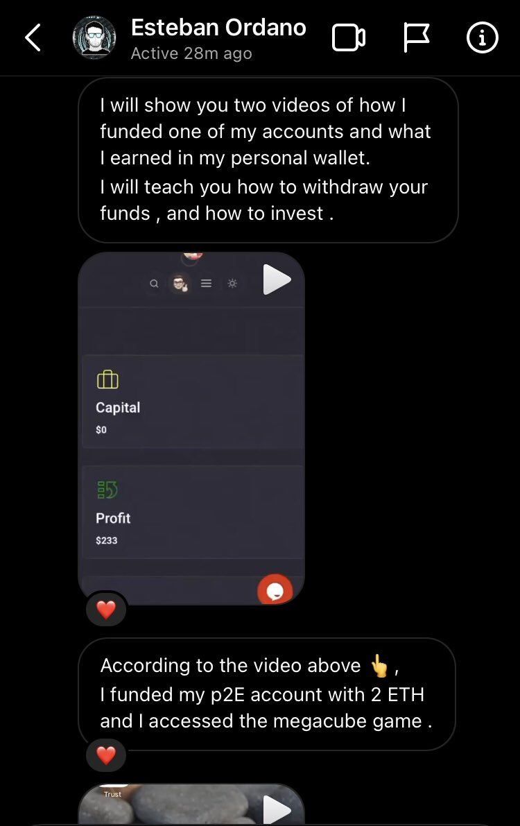 scamedaf's tweet photo. So shall we begiin!??
This is the firsts messages we got
This guy @eordano talked about anything to familiarise the conversation, till he proposed to us to be an alpha in Dcl, and the @megacube ’s contest: https://t.co/tJnZ24KsMw