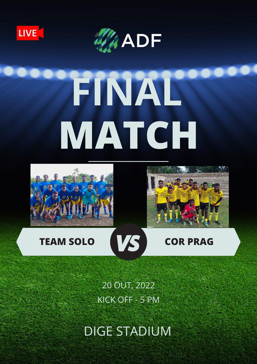 SimonClemencea's tweet photo. FINAL MATCH! C'est la grande Aujourd'hui!
Dènye jou chanpyona @ADFHaiti se jodia. #CORPRAG(Senton) VS #TeamSOLO(Bisrèt) se afich final la. Mèsi ak tout zanmi nou yo prensipalman moun nan Komin #Fondèblan avèk #SELECT.
#SPORT #Spò #Inyon #TètAnsanm #Rapwochman #Solidarite #ADF https://t.co/2CjD4MmRVc