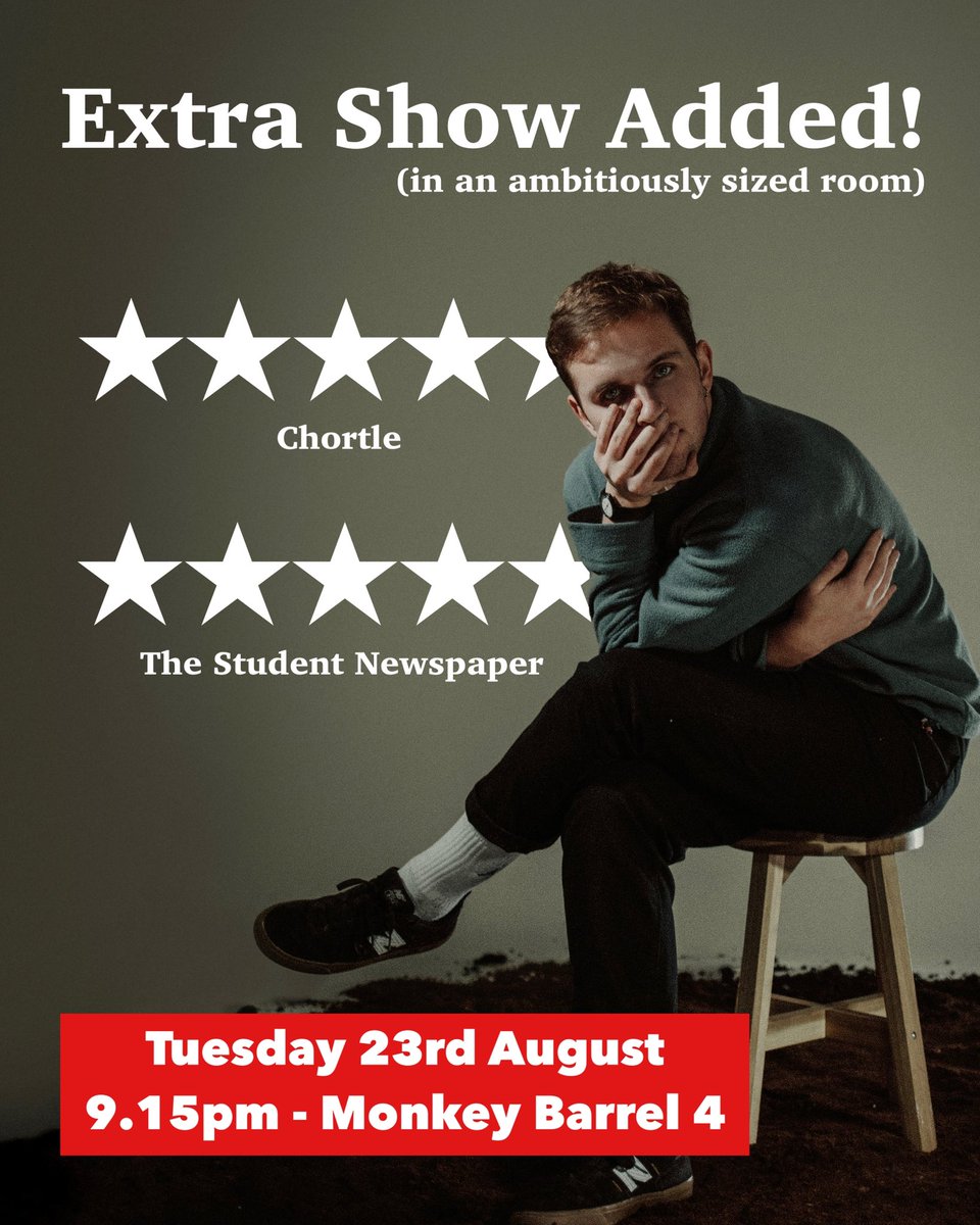 🚨EXTRA SHOW ALERT! 🚨

As previously discussed, I have no PR backing or producers promoting the show so I NEED A BIT OF HELP SELLING THIS BIG BASTARD.

Please do retweet, tell your friends and their mums to come along and get ya tickets ASAP! 🔥

tickets.edfringe.com/whats-on/vitto…