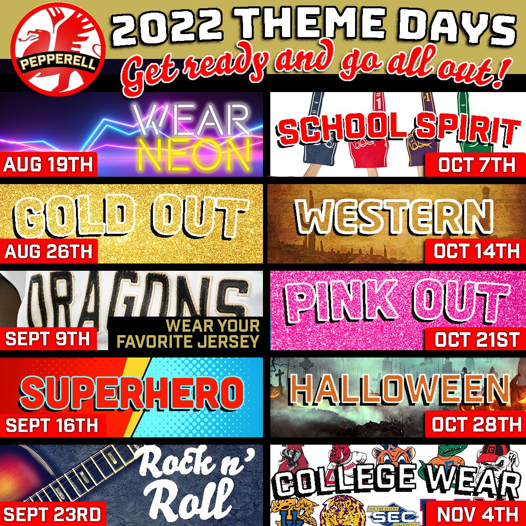 Get prepared for all your Fridays this fall at PHS! #themedays
