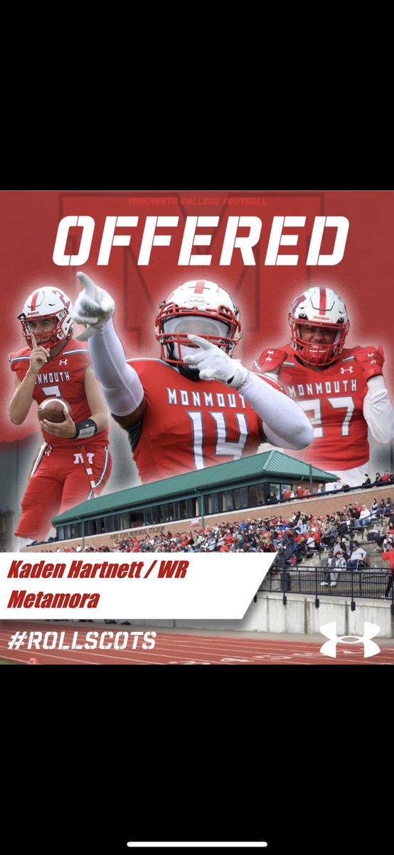 After great talk with <a href="/CoachJHealy/">Coach Jack Healy</a> I’m happy to say I’ve received an offer from <a href="/RollScotsFB/">Monmouth College Football</a> 
<a href="/MTHSFootball/">Metamora Football</a> <a href="/MTHSAthletics/">MTHS Athletics</a> <a href="/PrepRedzoneIL/">Prep Redzone Illinois</a>