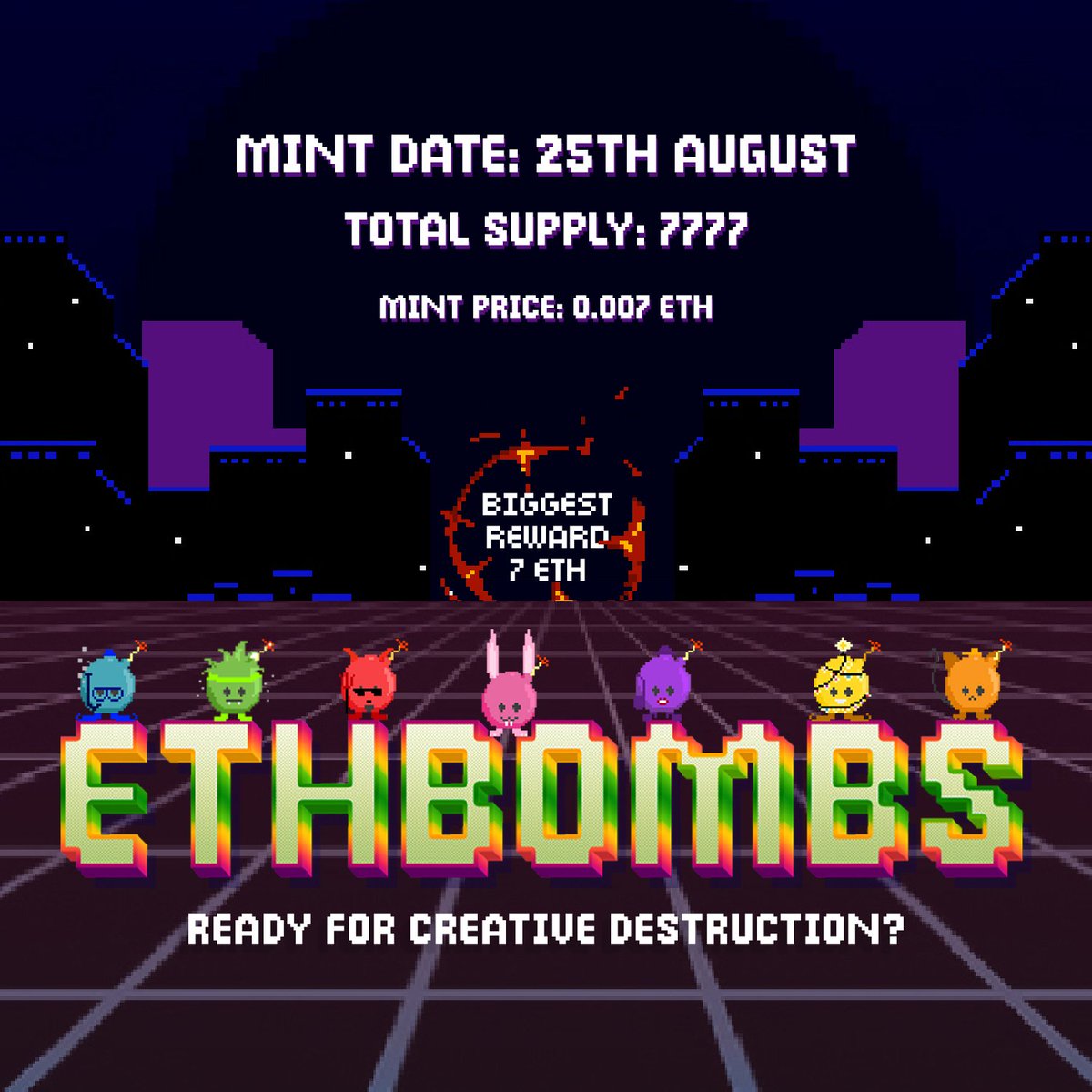 ETHBOMBS's tweet photo. MINT ON 25TH AUGUST🔥💣 https://t.co/hhONikURbZ