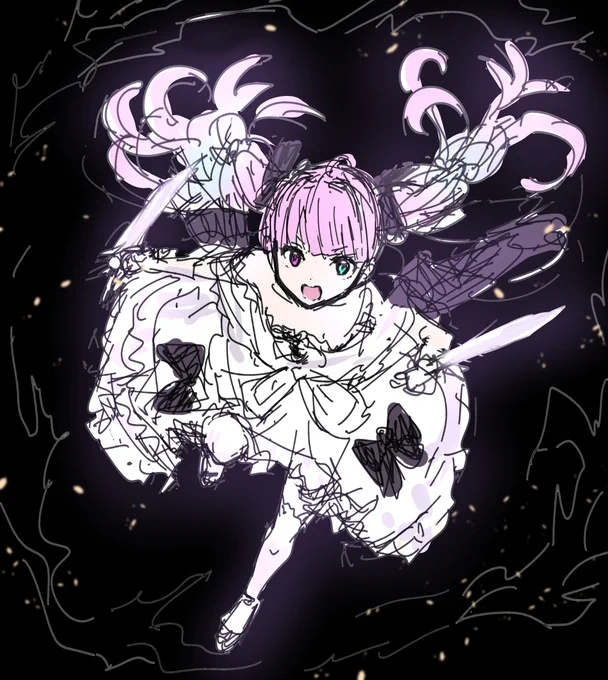 ラフ描き双剣新衣装ルーナ姫 