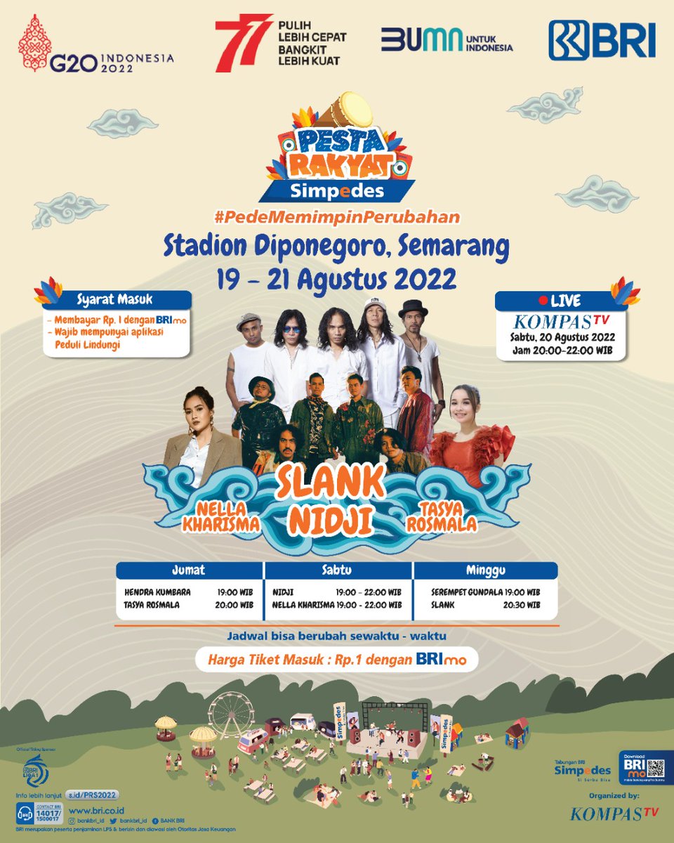 benjilebenji's tweet photo. Yang mau nonton Slank yuk jgn lupa besok dateng ke Pesta Rakyat Simpedes, banyak guest star yg lain loh! Semoga besok Kaka bawain lagu favoritku Virus 🎸🎸 #PRSSemarang2022 https://t.co/AzMW37LyP5