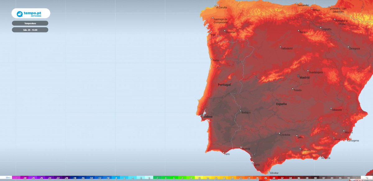 MeteoredPT's tweet photo. 👉 A #temperatura 🌡️ em Portugal, às 15h. 

O Alto e Baixo #Alentejo, são as regiões onde serão registadas as temperaturas mais #elevadas do dia de hoje.🥵 https://t.co/n3ApnaPGkC