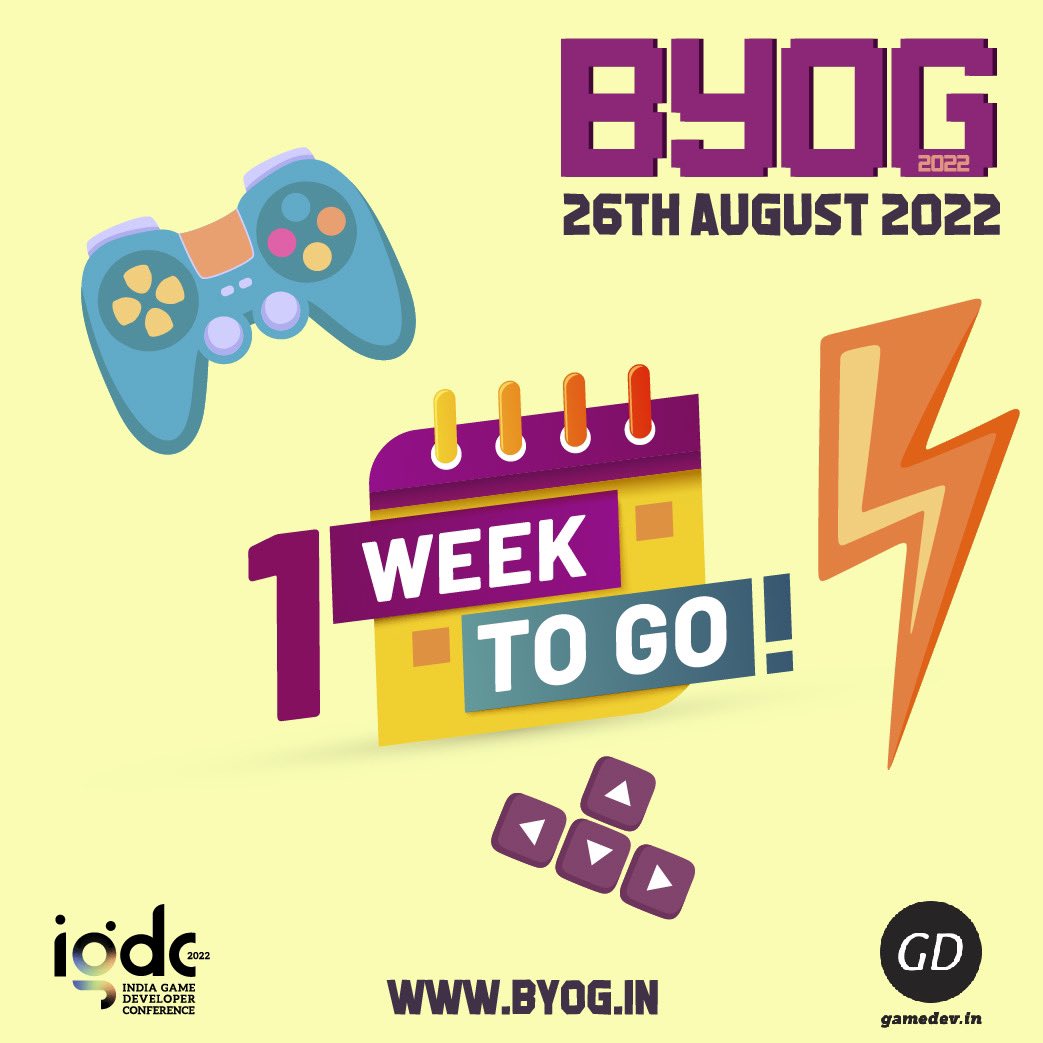 theindiagdc's tweet photo. 1 week to go🤩⏰ BYOG 2022
Are you all set? Do you need a teammate to participate?
Come to our discord and you can find a teammate and also some tips on how to WIN BYOG.
https://t.co/u0rqywPcLI
https://t.co/joCRpTFslM
#byog22 #igdc22 #byog #igdc #gamedev #gamejam https://t.co/vWK5nHaaUc