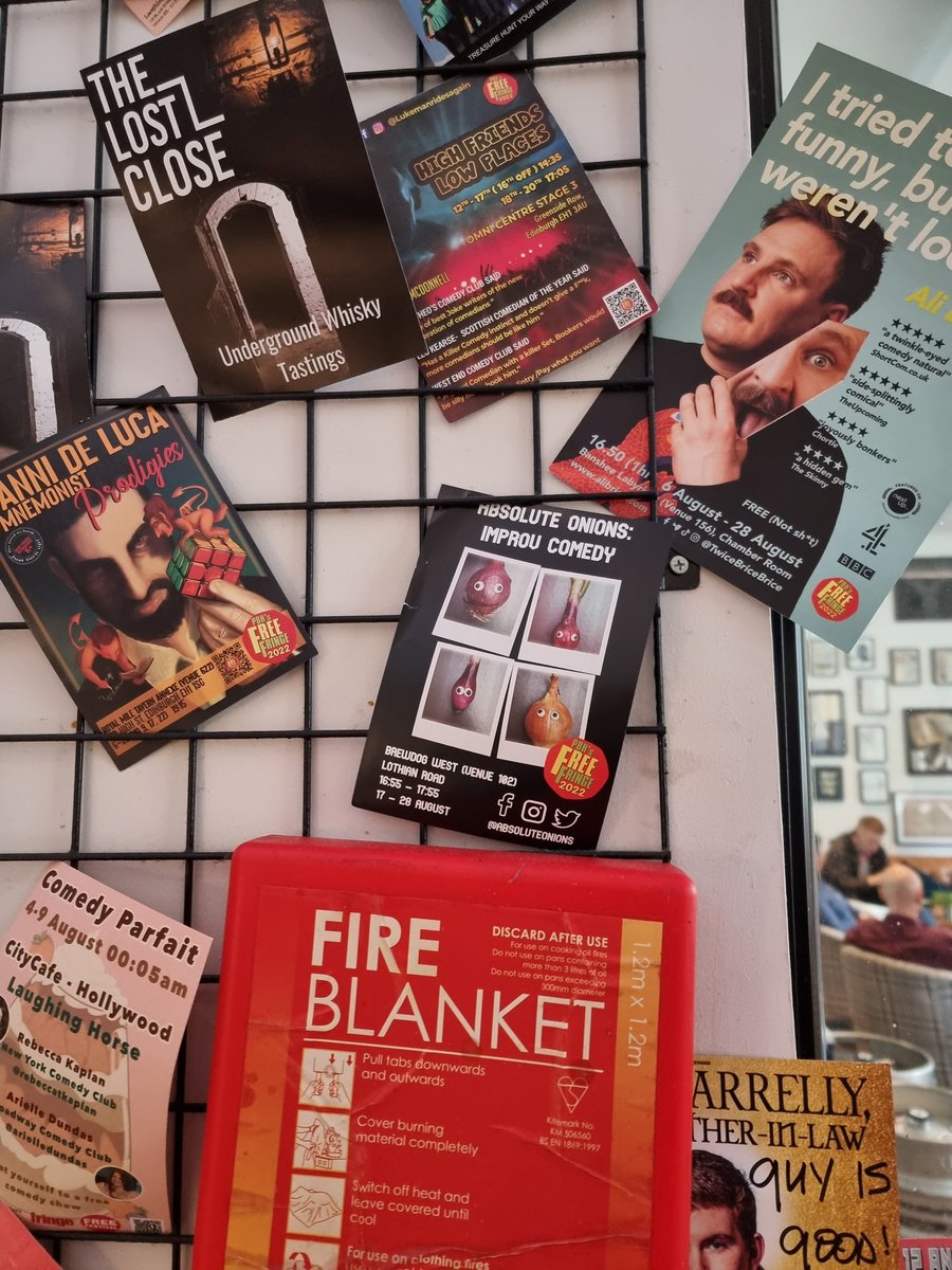 AbsoluteOnions's tweet photo. Our show is so hot we have to a fire blanket by our fliers. https://t.co/eVYc7s8x3Z