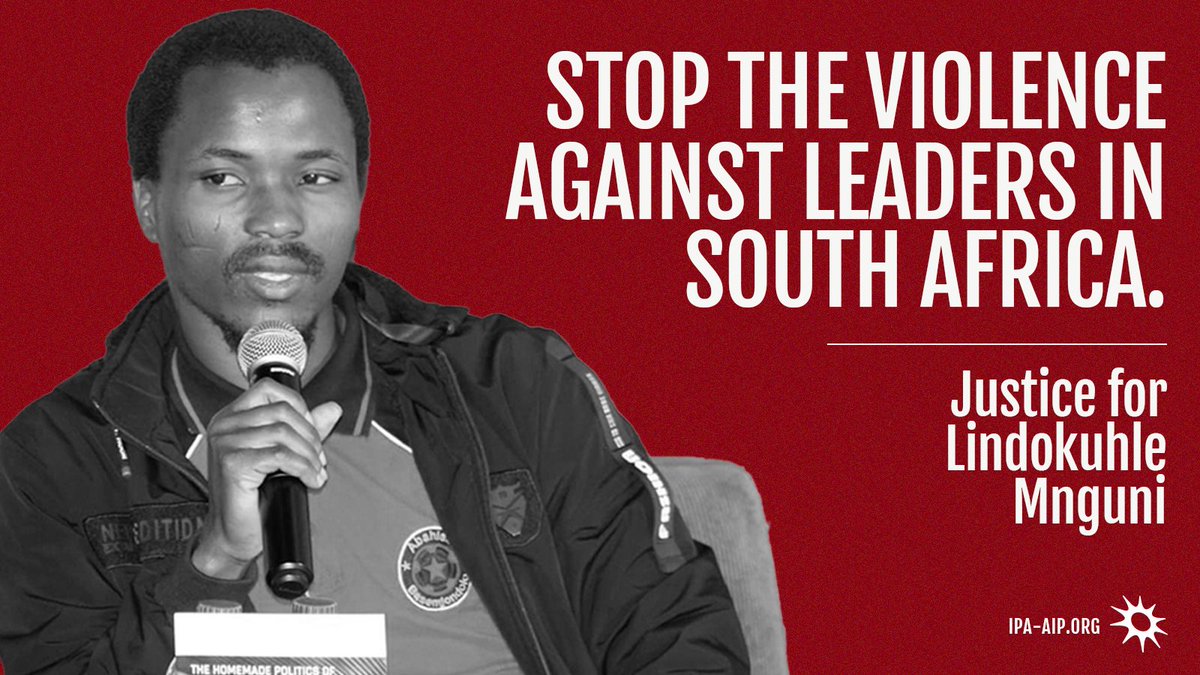 International Peoples' Assembly (@peoplesassembl_) on Twitter photo Stop the violence!
Early this morning, August 20, Lindokuhle Mnguni, leader of the South African homeless movement, <a href="/abahlalibM/">Abahlali baseMjondolo</a>, was assassinated.
Not one minute of silence! Justice for Lindokuhle Mnguni! ✊🏿🚩 Stop the violence!
Early this morning, August 20, Lindokuhle Mnguni, leader of the South African homeless movement, <a href="/abahlalibM/">Abahlali baseMjondolo</a>, was assassinated.
Not one minute of silence! Justice for Lindokuhle Mnguni! ✊🏿🚩