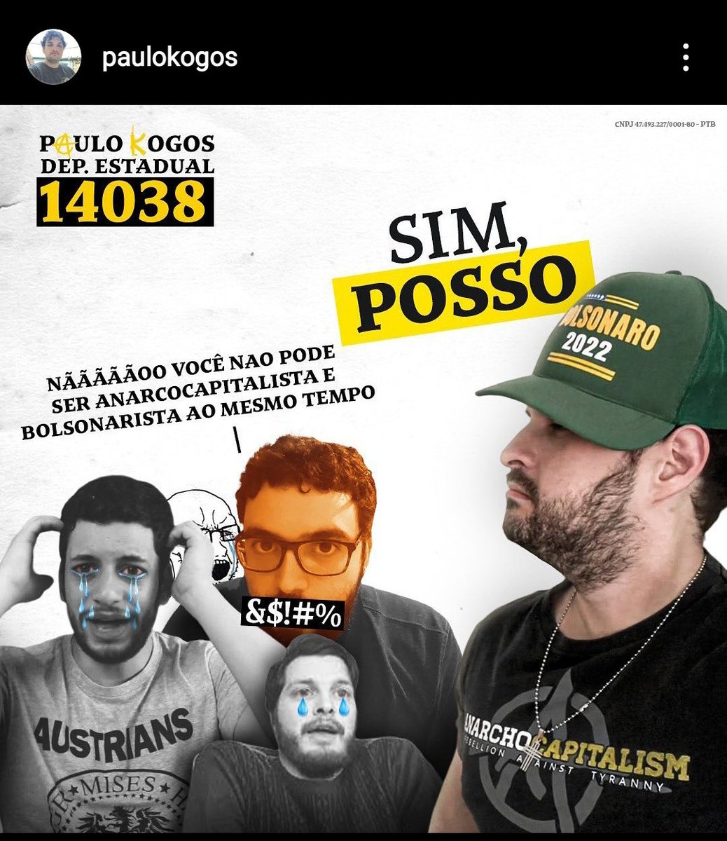 ojedabtc's tweet photo. Postar memes o senhor putinha de político posta. Mas responder meus textos de mais de dois anos sobre por que Libertarianismo nas ruas não dá certo  ou sobre incompatibilidade da via política com Libertarianismo, aí não... https://t.co/fQWgw7NjrW