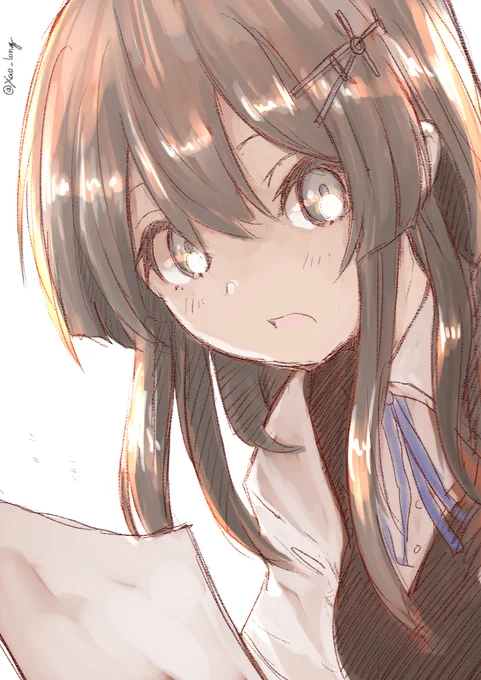 「司令、この書類ですが…」親潮さん。気が付くと会話するときの距離が近い。#艦これ版深夜の真剣お絵描き60分一本勝負#艦これ版真剣お絵描き60分一本勝負_20220820 