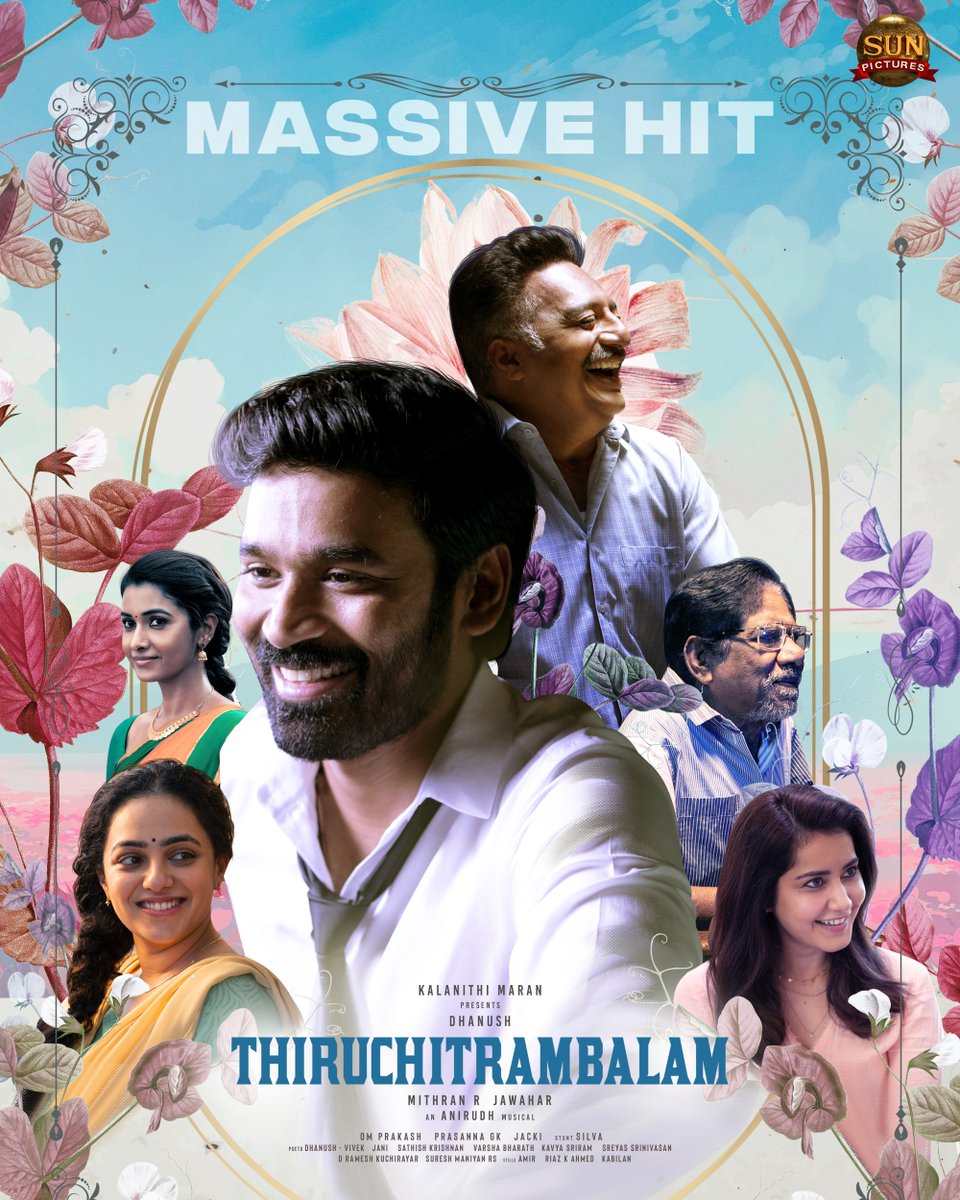 sunpictures's tweet photo. Therikum vetri! #Thiruchitrambalam 

@dhanushkraja @anirudhofficial #Bharathiraja @prakashraaj 
@MithranRJawahar @MenenNithya @RaashiiKhanna_ @priya_Bshankar @silvastunt @omdop @editor_prasanna @jacki_art @theSreyas https://t.co/5ZiPmDvke6
