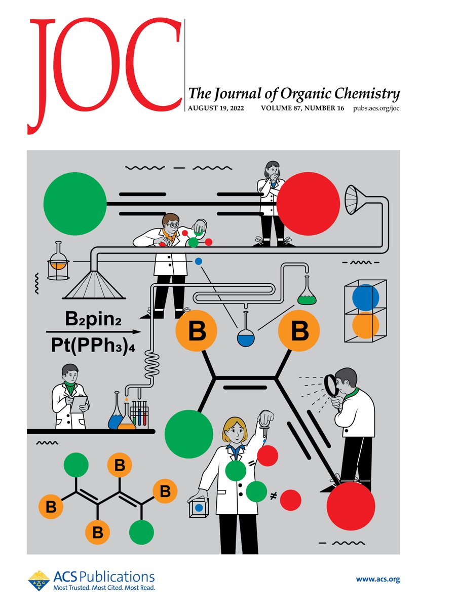 Jedrzej_ASCLab's tweet photo. @ACS4Authors
 The cover to our new article @JOC_OL @SzylingJ  (https://t.co/eUPzz02SHr) on Pt(PPh3)4]-catalyzed diboration of diynes is now published @ACS4Authors 
 #MyACSCover #diboration #diynes #enynes #dienes #catalysis #boron https://t.co/7SvShOUwIx