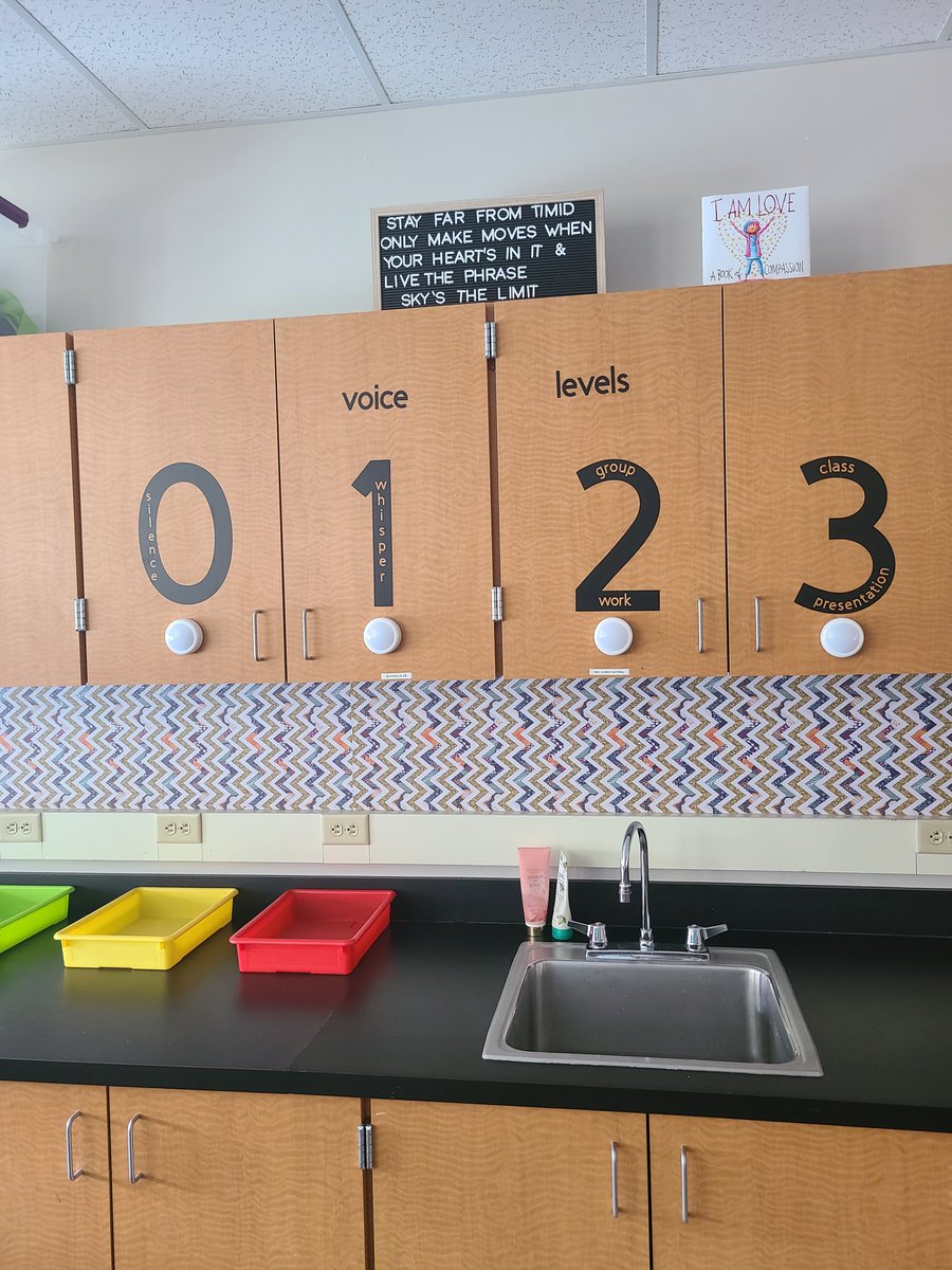 MrsKFC's tweet photo. Classroom sneak peek #2: interactive voice level display with lights to indicate what voice level we should be at based on the activity we are doing #RCCBAmagnet https://t.co/05kfJXLNx1