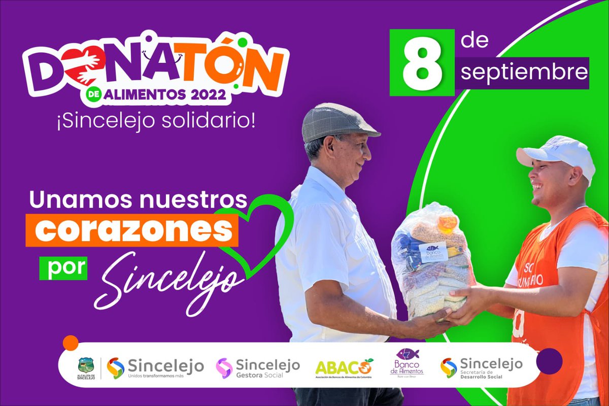 FOMVASincelejo's tweet photo. Con tu aporte contribuimos a ayudar a miles de familias.

Súmate a la Donatón de Alimentos 2022

¡Sincelejo solidario! https://t.co/XEaOf8MA1n