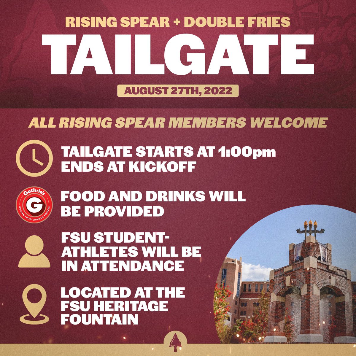 TJ Pittinger (@tj_pittinger) on Twitter photo ARE YOU GOING…
To FSU vs Duquesne one week from today? 🍢
Come tailgate with <a href="/RisingSpearNIL/">RisingSpear</a> & <a href="/DoubleFriesPod/">Double Fries No Slaw</a>❗️
RT if you’ll be there📍
Send me a DM if you have questions! ❓ ARE YOU GOING…
To FSU vs Duquesne one week from today? 🍢
Come tailgate with <a href="/RisingSpearNIL/">RisingSpear</a> & <a href="/DoubleFriesPod/">Double Fries No Slaw</a>❗️
RT if you’ll be there📍
Send me a DM if you have questions! âť“