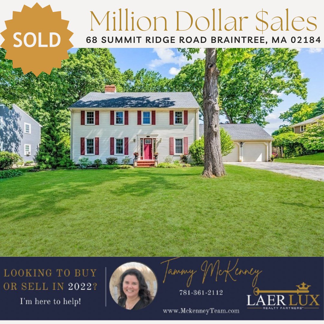 LAERRealty's tweet photo. ✨Stunning Sales Saturday✨
Take a peak at the BEAUTIFUL #milliondollarhome, ⭐JUST SOLD⭐ in Braintree, MA!
Brought to you by Tammy McKenney,
of The McKenney Team with LAER Lux Realty Partners.🏘
#milliondollarsales #LAERRealty #HireALion #luxuryrealestate #Braintree #justsold https://t.co/QnhF4F3GGG