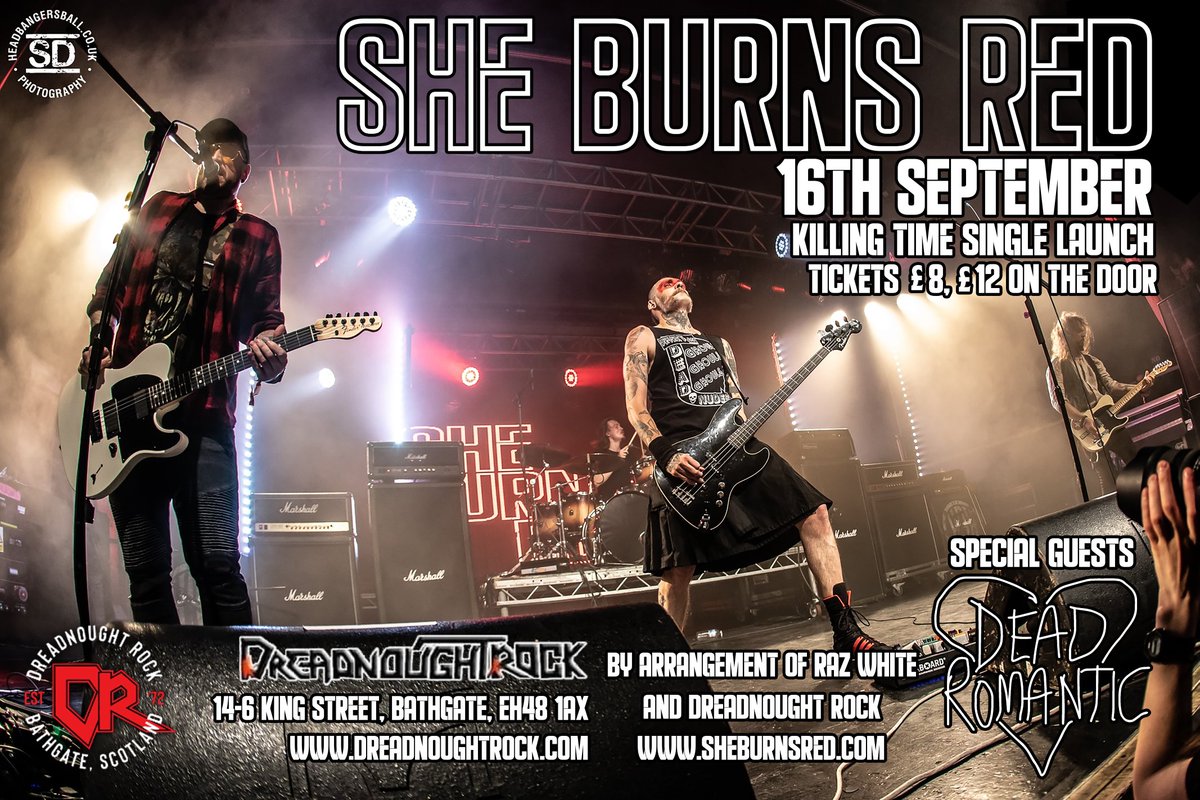 Dreadnoughtrock's tweet photo. Another belter of a night @Dreadnoughtrock coming your way with @sheburnsredband plus @deadromanticuk 
Get yer tickets 🎟 noo https://t.co/H45tq9LzpV https://t.co/ES534wrDvY