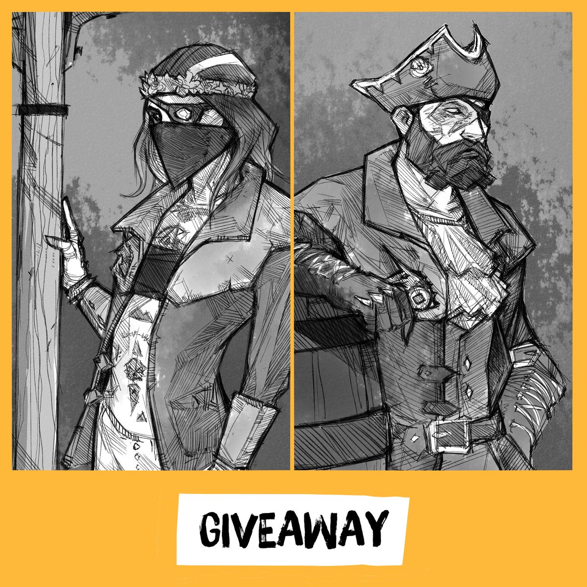 Soycha_Art's tweet photo. I'm doing another #seaofthieves art giveaway, this time with a twist 🤡

To enter you have to:

❤️ Follow
💛 Retweet 
💚 Comment a funny picture of your pirate!

Funniest silly little guy wins!
(Friends will help me choose a winner in 2 weeks, may the best clown win) https://t.co/J1Oiy6Vgae