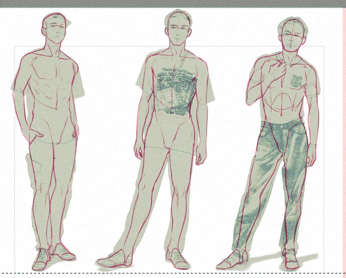 「FANBOX進捗」
ひとまず衣服着た写真から素体を想像して描き出してみる 
