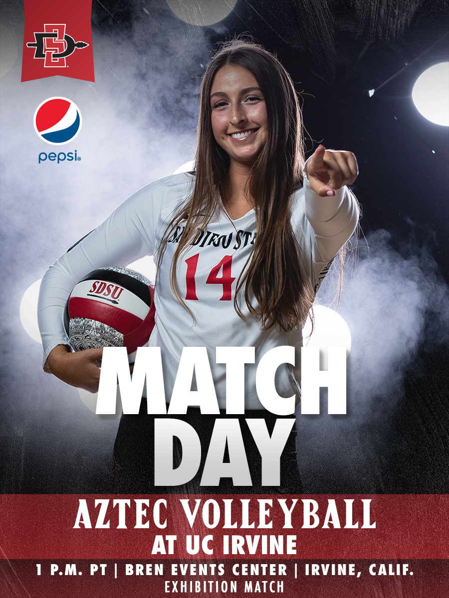 AztecVB's tweet photo. We're in the OC today, continuing our preseason preparations with an exhibition match at UC Irvine. No live coverage, but if you're in the vicinity, come get a sneak peek at your 2022 Aztecs!
#GoAztecs https://t.co/oGM8Tsr5L5