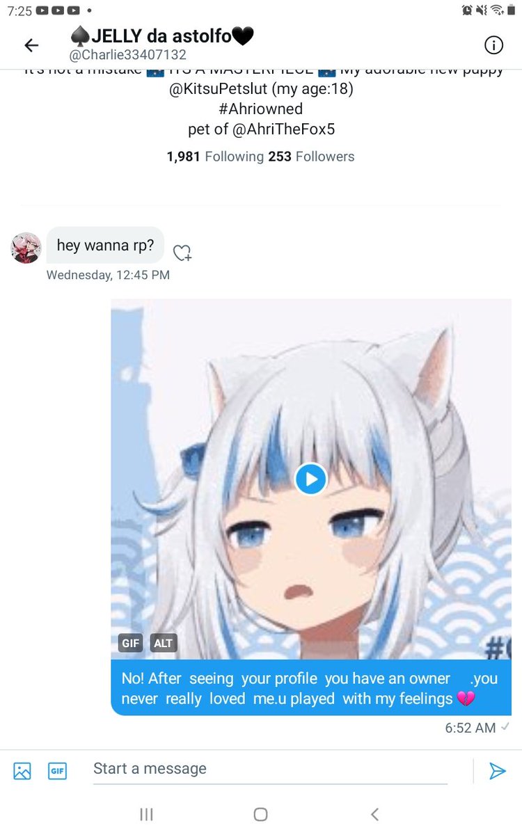 shadowmoon100's tweet photo. Can't  believe  my ex       thinks he's sly trying  to rp with me but  he cheated  on me with other  dudes  so I will  not forgive  him https://t.co/tV5YUb1OLm