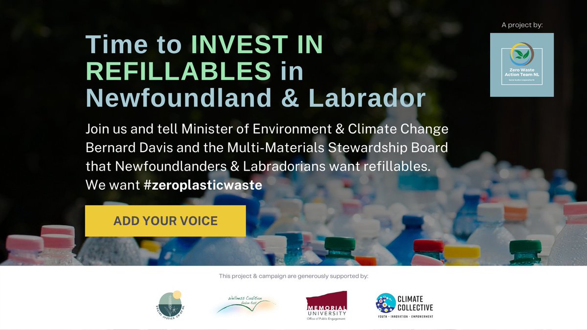 NLZeroWaste's tweet photo. Studies show that by⏫refillable alternatives by 50%, we could see a⏬of plastic pollution in the ocean by up to 83%. #Recycling is not the answer.
There is currently little #incentive for #refillables in #Newfoundland and #Labrador. @mmsbnl
https://t.co/tvq37wD5nL https://t.co/mOWyuoOEiZ