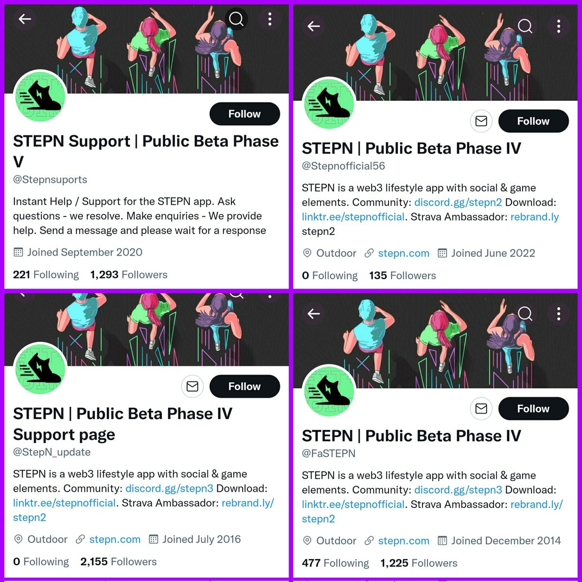 Dear #STEPN friends, let's report these scammer accounts- 1. @NikhilS59260562 2. @fiherce 3. @Stepnofficial24 4. @TheRichardXIII 5. @stepnsuports 6. @Stepnofficial56 7. @StepN_update 8. @FaSTEPN ⚠️Let's keep our community safe from these frauds 🤝