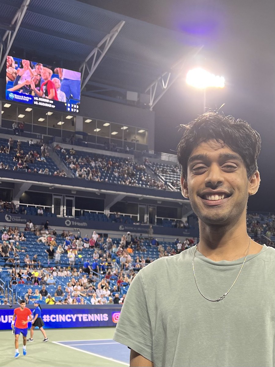Roshan Lodha (@rshnldha) on Twitter photo Game. Set. Match! What an incredible night underneath the stars at the world famous Cincinnati Open with <a href="/MTcheukado/">Mario-Cyriac Tchaya Tcheukado</a> <a href="/nitmohan24/">Nitesh Mohan</a> <a href="/nikhil_p4/">Nikhil Pramod</a>! A match to be proud of by <a href="/carlosalcaraz/">Carlos Alcaraz</a> (Figure 1: pictured in red) despite the loss. Vamos Carlitos! You’ll be back! Game. Set. Match! What an incredible night underneath the stars at the world famous Cincinnati Open with <a href="/MTcheukado/">Mario-Cyriac Tchaya Tcheukado</a> <a href="/nitmohan24/">Nitesh Mohan</a> <a href="/nikhil_p4/">Nikhil Pramod</a>! A match to be proud of by <a href="/carlosalcaraz/">Carlos Alcaraz</a> (Figure 1: pictured in red) despite the loss. Vamos Carlitos! You’ll be back!