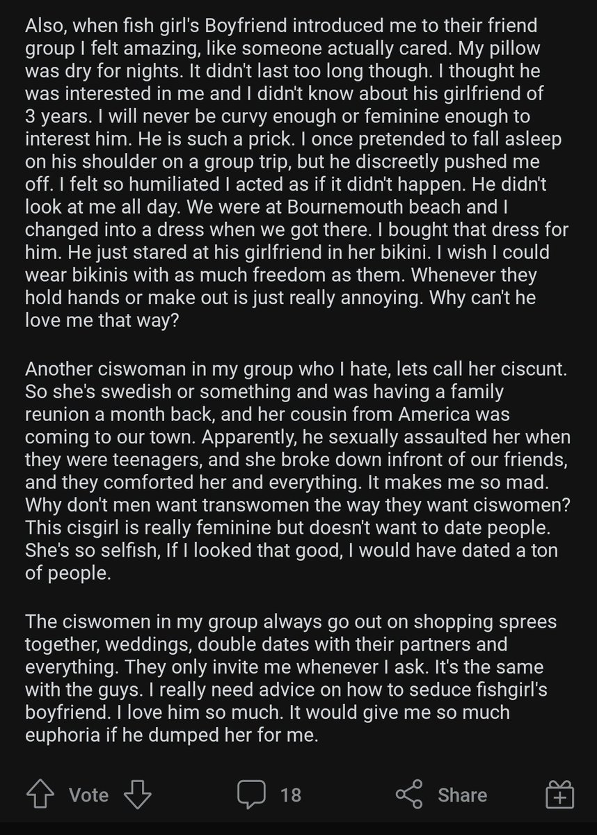 MalesOfReddit's tweet photo. "Apparently, he sexually assaulted her when they were teenagers, and she broke down infront of our friends, and they comforted her and everything. It makes me so mad. Why don't men want transwomen the way they want ciswomen?" https://t.co/t8LFZr4U91