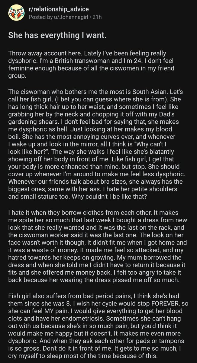 MalesOfReddit's tweet photo. "Apparently, he sexually assaulted her when they were teenagers, and she broke down infront of our friends, and they comforted her and everything. It makes me so mad. Why don't men want transwomen the way they want ciswomen?" https://t.co/t8LFZr4U91