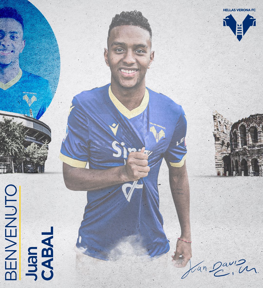𝗕𝗜𝗘𝗡𝗩𝗘𝗡𝗜𝗗𝗢 𝗝𝗨𝗔𝗡! 🇨🇴🟨🟦

A new defender for Verona.

#HVFC #DaiVerona #BienvenidoCabal