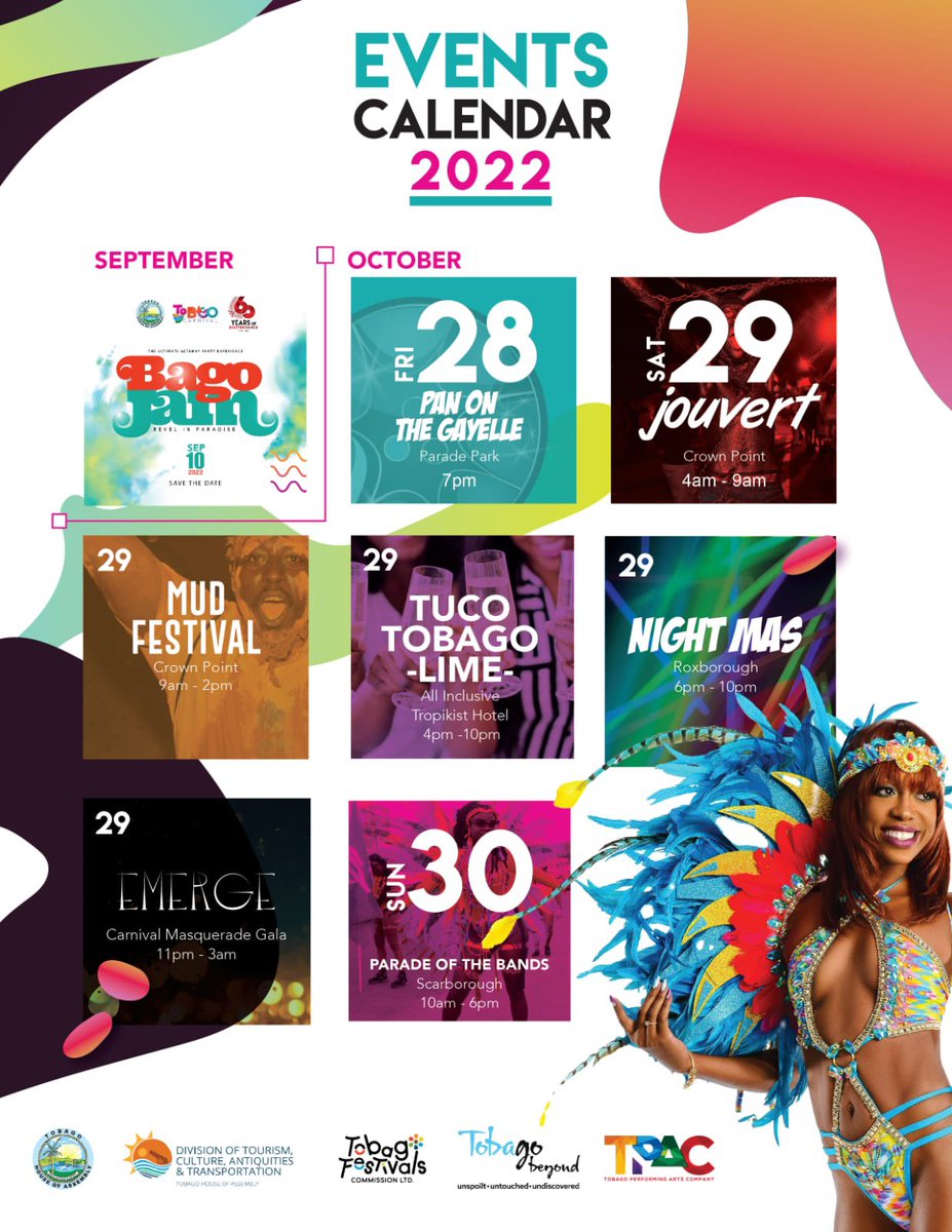 welcometobago's tweet photo. We've officially added Bago Jam to the THA calendar of events! 🎉🎉🎉
See you September 10th! 🥳
#WelcomeToBago #WelcomeToBagoCarnival #TobagoCarnival #TobagoCarnival2022 #ToBagoWeGo #CarnivalSweetLikeTobago #LittleIslandBigCarnival #TheGreatestLittleIslandOnEarth https://t.co/0O2oGniq11