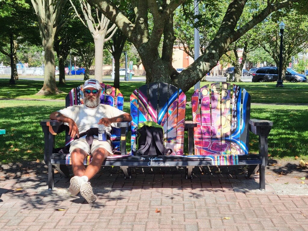 acpublicarts's tweet photo. New painted chairs are landing in O’Donnell Park! Come get a sneak peak of this triple by Yeli Creationz and others today at the @cropsnj farmers market from 1-4 pm 🧑🌾🌱
#acartsfoundation #acaf #doac #atlanticcity #cropsnj #cropsnjfarmersmarkets #weareac #njarts #48blocksac https://t.co/6ImID6IE4r