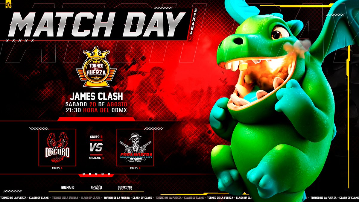 Torneo De La Fuerza (@torneo_la) on Twitter photo ๐๐๐๐๐๐ ๐๐ ๐๐ ๐
๐๐๐๐๐
Match Day- Week 3๐ฅ
๐Sรกbado 21โฐ 9:30 pm Mx
<a href="/FenixOscuroOfi2/">Fenix Oscuro Oficial</a> ๐ <a href="/CosaNostra_CoC/">Cosa Nostraโข๏ธ</a>
๐ฝTransmiten:
<a href="/JamesclasaYT/">James Clash</a>
โ
twitch.tv/jamesclash
<a href="/BulmaId/">Bulma ID</a>
โ
twitch.tv/bulmaid_coc
๐ฅDefiniciรณn del GRUPO B๐ฅ ๐๐๐๐๐๐ ๐๐ ๐๐ ๐
๐๐๐๐๐
Match Day- Week 3๐ฅ
๐Sรกbado 21โฐ 9:30 pm Mx
<a href="/FenixOscuroOfi2/">Fenix Oscuro Oficial</a> ๐ <a href="/CosaNostra_CoC/">Cosa Nostraโข๏ธ</a>
๐ฝTransmiten:
<a href="/JamesclasaYT/">James Clash</a>
โ
twitch.tv/jamesclash
<a href="/BulmaId/">Bulma ID</a>
โ
twitch.tv/bulmaid_coc
๐ฅDefiniciรณn del GRUPO B๐ฅ