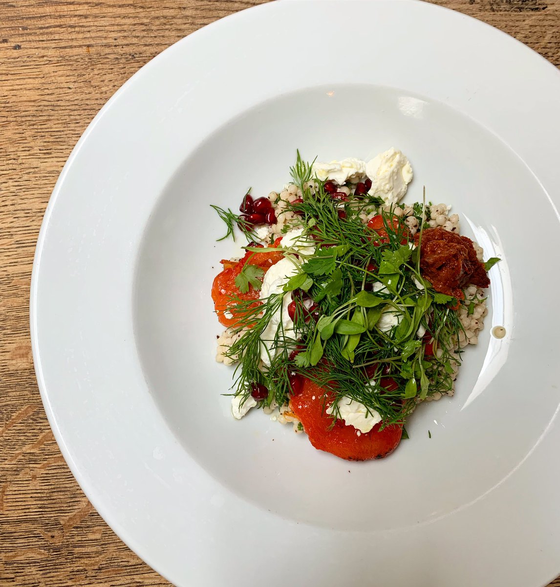 **NEW DISH** 

Giant Couscous, chargrilled peppers, pomegranate, feta, harissa &amp; LOADS of fresh herbs.