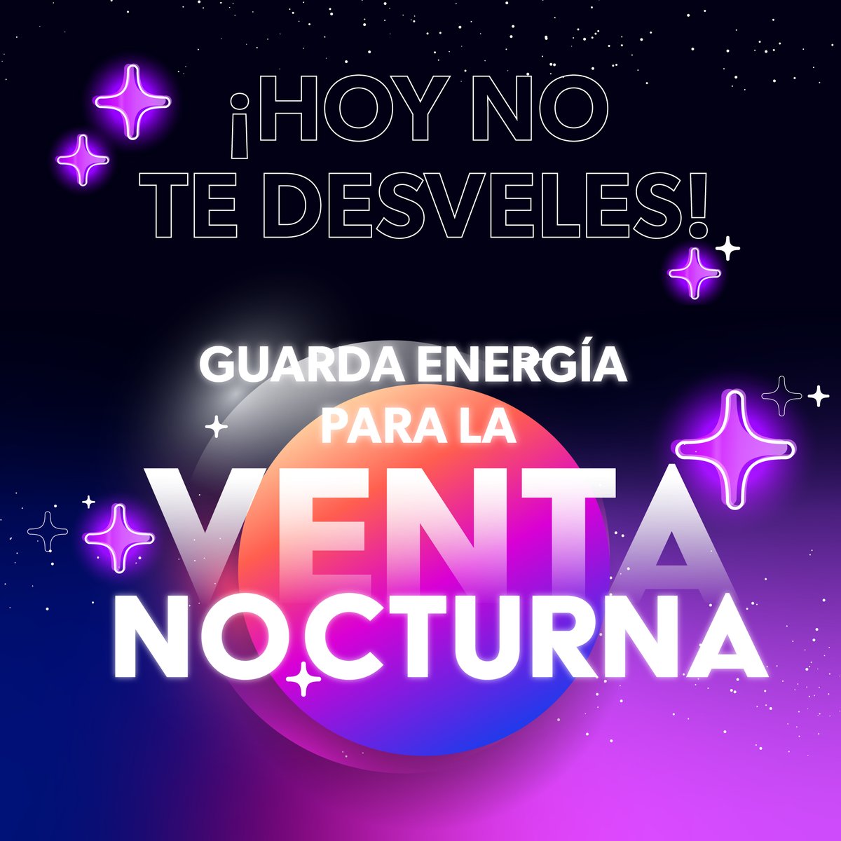 ¡Falta 2 día para comenzar la primera noche de ofertas noctámbulas! 🌃 Descansa muy bien porque
mañana querrás seguir derecho aprovechando esta gran oportunidad.