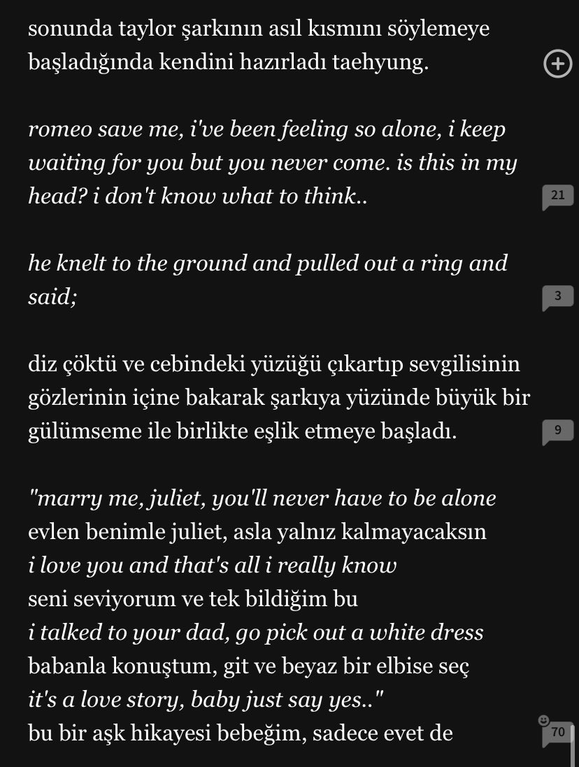 12- tatlı juliet'inin hayalini gerçekleştirip ona taylor konserinde evlenme teklifi eden çakma romeo taehyung