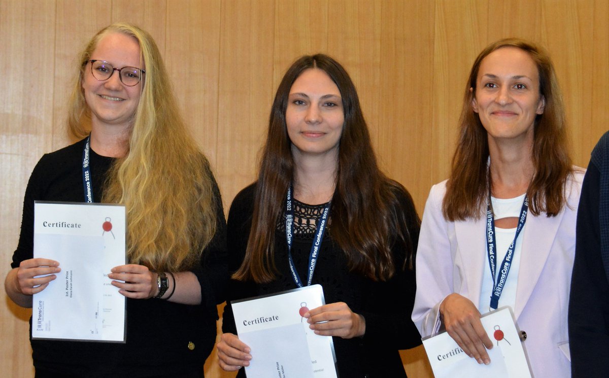 LS2_ICMT's tweet photo. A huge congratulation to the three winners of the best poster presentations of #TransCure2022: from l. to r. Elena Farah Lehmann, Jennifer MΓΌller, and Anastasiia Sukalskaia @asukalskaia. #MembraneTransporters #IonChannels #CryoEM #ScientistsOfTomorrow https://t.co/ocTmfsn4Gf