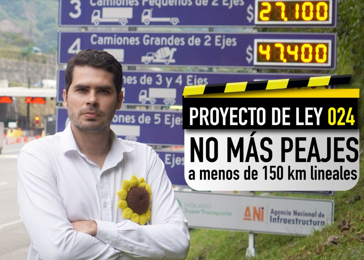 FabianDiazPlata's tweet photo. ¡Los Peajes en Colombia son un ATRACO! 

Seguiremos luchando para #ACABAR con el Negocio ABUSIVO de los Peajes, a través de nuestro Proyecto de Ley 024 con el que buscamos: https://t.co/QP3teqLvXS