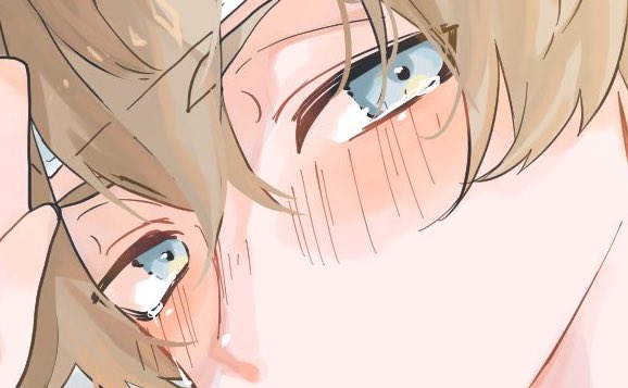blush 1boy male focus solo blue eyes close-up hair between eyes  illustration images