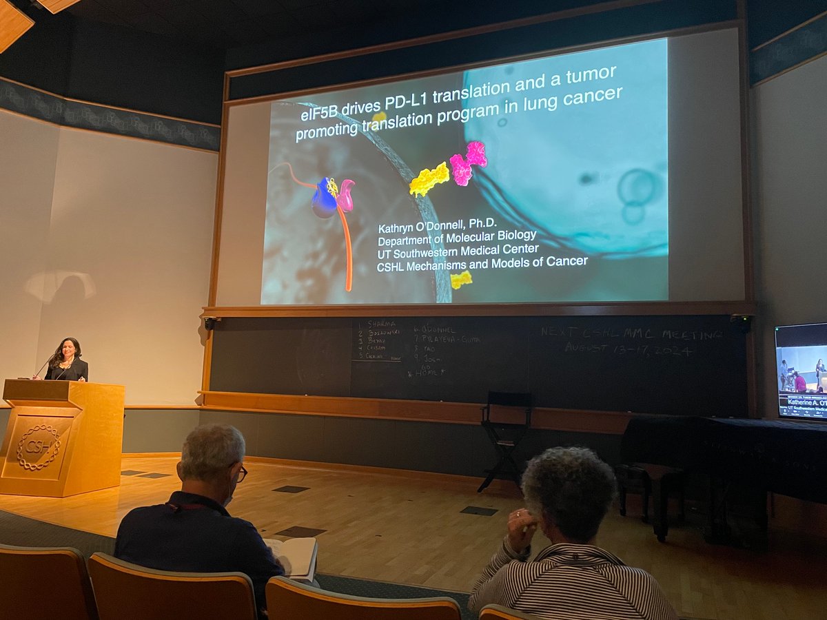 CrAndreanis's tweet photo. Dr. OβDonnell @ODonnellLab_K delivering a great talk about the EIF5B and PD-L1 connection in lung cancer #CSHLcancer22 ππ»ππ»ππ» @shruthy_suresh https://t.co/TDUoL4jbl6