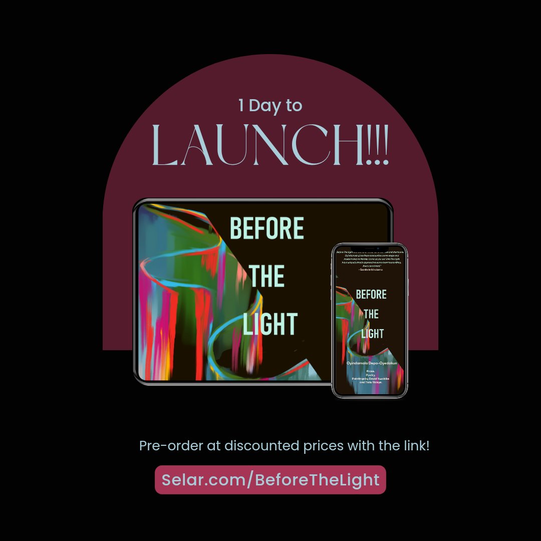feyikemi_'s tweet photo. One more sleep till my novella #BeforeTheLight is launched ππ½ππ½ππ½
Thank you so much for your kind, beautifully crafted words, @lanaire_aderemi and @rianajemide β€οΈβ€οΈβ€οΈ
Link to pre-order: https://t.co/D7DBRIbfk5 https://t.co/gcn8SofDKq