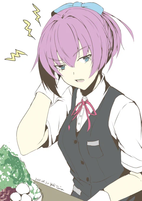 お題よりかき氷を食べて頭がキーンとする不知火#艦これ #不知火 