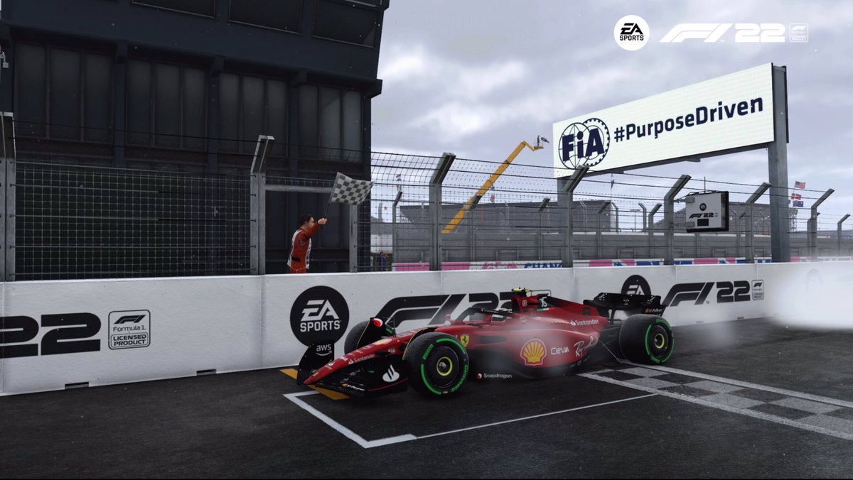 YESS P1 On my debut for Scuderia Ferrari At my home track in Zandvoort qualified p3 bad start because started on the hards dropped back to p6 sc pitted for mediums  rain at lap 25 was very slippery but took p1 after the stops late sc drove it out for the Win FORZA FERRARI 🇮🇹