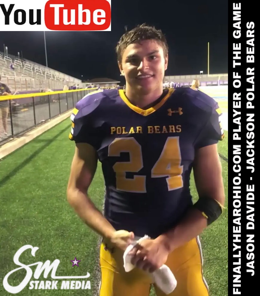 Hat Trick 🎩 for <a href="/davide_jason/">Jason Davide</a> against Akron East

His 3 Second Half TDs were the Difference in a 33-27 Jackson Win!

#24 is Our FinallyHearOhio.com Player of the Game on our <a href="/YouTube/">YouTube</a> Stream Game of the Week 👏

#StarkMedia 🏈
<a href="/JacksonLocal_SD/">Jackson Local Schools</a> <a href="/JHSPolarBearsFB/">Jackson Football</a> <a href="/J_Horsemen/">Jackson Horsemen</a>